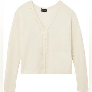 CLUB MONACO Womens Alpaca Wool‎ Knit Cardigan Size Small Cream Ivory Sweater